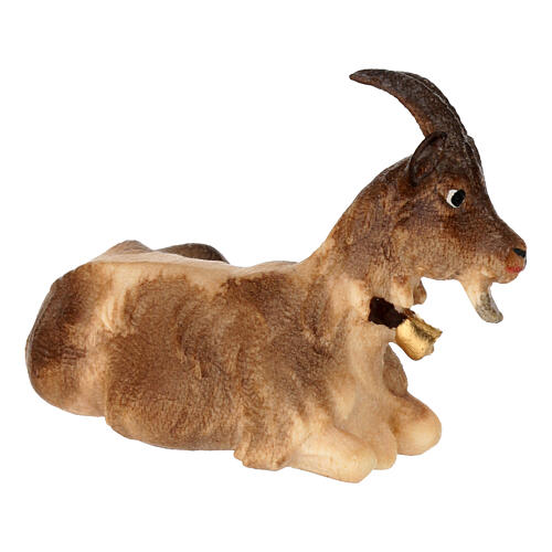 Capra sdraiata 12 cm legno dipinto presepe Mahlknecht Val Gardena 2
