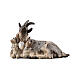 Goat lying down and two little goats painted wood Mahlknecht nativity scene 12 cm Val Gardena s1