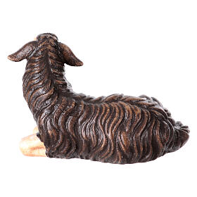 Black sheep lying down, head to the right, for Mahlknecht Nativity Scene of 9.5 cm, painted wood, Val Gardena