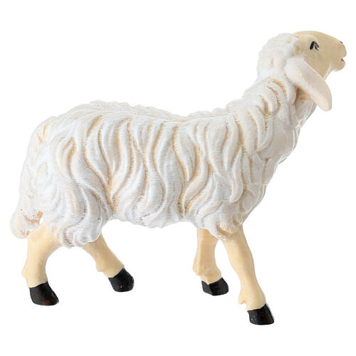 Mouton mangeant tête haute 9,5 cm crèche Mahlknecht bois peint Val Gardena 4