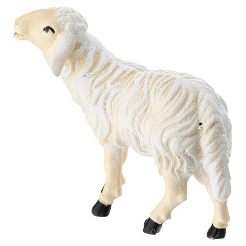 Sheep eating head high, 9.5 cm Mahlknecht nativity scene painted Val Gardena wood 2