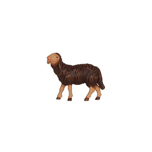 Pecora nera che mangia testa alta 12 cm presepe legno dipinto Mahlknecht Val Gardena 1