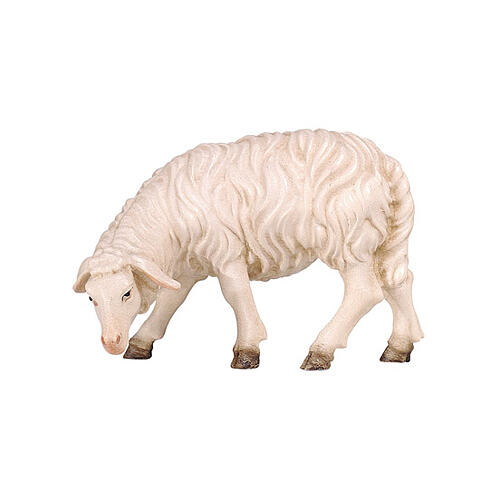Sheep grazing, head to the left, for Mahlknecht Nativity Scene of 9.5 cm, painted wood, Val Gardena 1