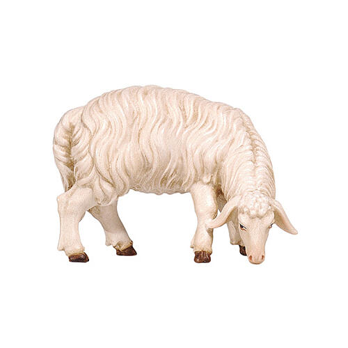 Sheep grazing, head to the right, 12 cm Mahlknecht Nativity Scene of Val Gardena painted wood 1