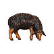 Black sheep grazing, head to the right, 9.5 cm Mahlknecht Nativity Scene from Val Gardena, painted wood s1