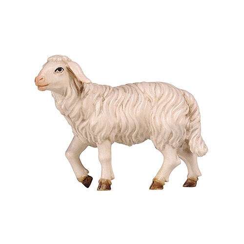 Mouton tête haute 9,5 cm crèche Mahlknecht Val Gardena figurine bois peint 1