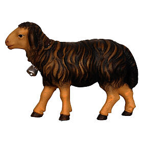 Walking Black Sheep with Bell, 9.5 cm Mahlknecht Nativity Scene Painted Val Gardena Wood