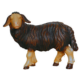 Black sheep standing, head to the left, 9.5 cm Mahlknecht Nativity Scene of Val Gardena, painted wood