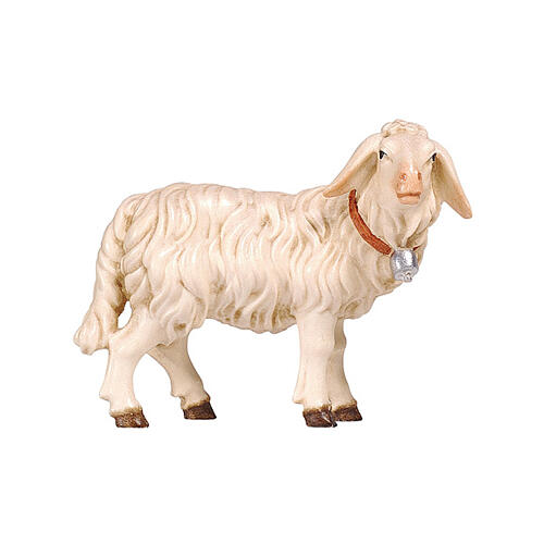 Mouton avec clochette 9,5 cm crèche bois peint Mahlknecht Val Gardena 1