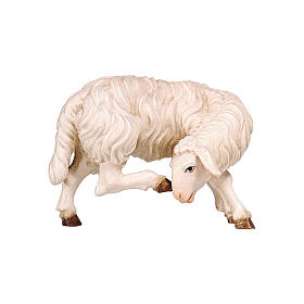 Sheep scratching itself 9.5 cm Mahlknecht nativity painted Val Gardena wood