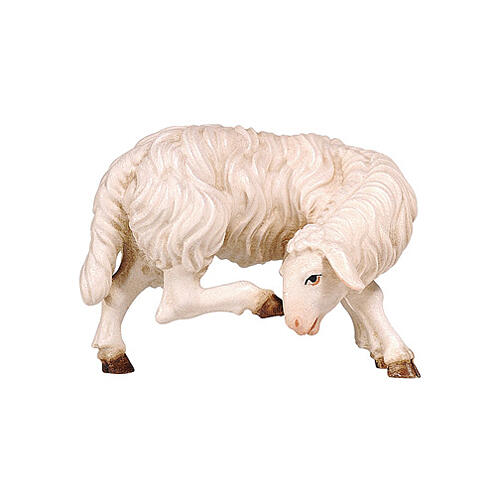 Sheep scratching for painted wood Nativity Scene, Mahlknecht collection of 12 cm, Val Gardena 1