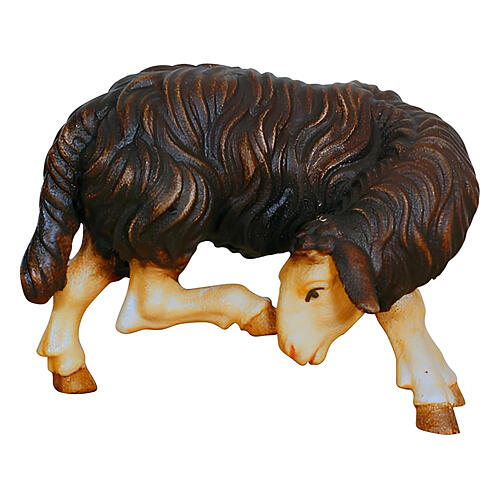 Pecora nera che si gratta 9,5 cm presepe Mahlknecht legno dipinto Val Gardena 1