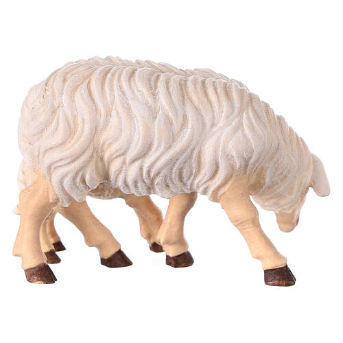 Mouton qui broute avec agneau crèche Mahlknecht Val Gardena 12 cm bois peint 4