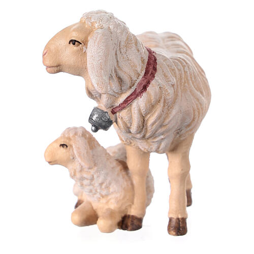 Pair of sheep 12 cm Mahlknecht nativity painted Val Gardena wood 3