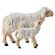Mouton avec agneau debout crèche Mahlknecht Val Gardena 12 cm bois peint s1