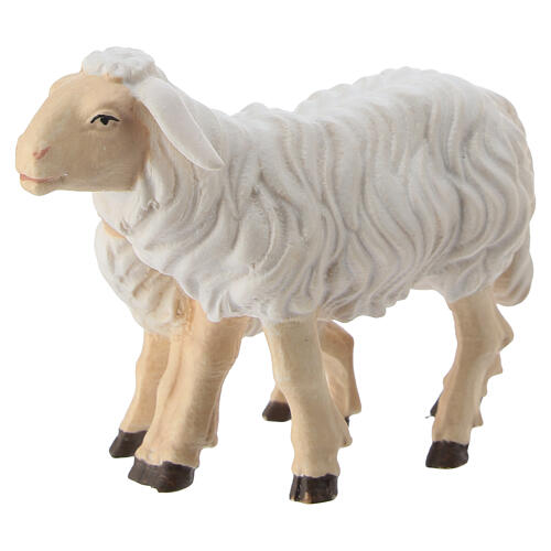 Standing sheep with lamb painted wood nativity scene 12 cm Mahlknecht Val Gardena 3