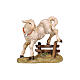 Lamb with fence 9.5 cm painted Val Gardena wood Mahlknecht nativity s1