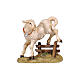 Agneau sautant une clôture crèche Mahlknecht bois peint 12 cm Val Gardena s1