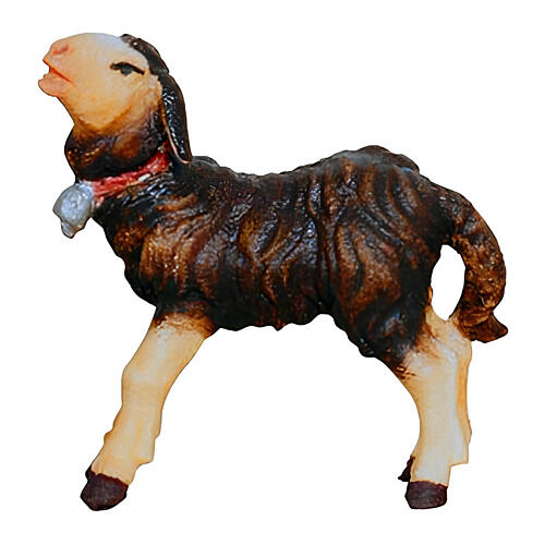 Standing black lamb, 12 cm painted wood Mahlknecht nativity scene Val Gardena 1