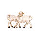 Pair of lambs painted Val Gardena wood Mahlknecht nativity scene 9.5 cm s1