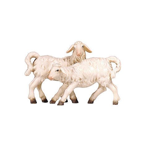 Set of lambs, painted wood statue of 12 cm Mahlknecht Nativity Scene, Val Gardena 1