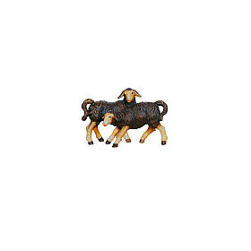 Grupo de cordeiros pretos presépio Mahlknecht madeira pintada 9,5 cm Val Gardena