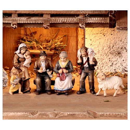 Illuminated Alpin cabin for 9.5 cm Mahlknecht Nativity Scene, Val Gardena painted wood, set of 30 5