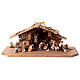 Capanna Notte Sacra set 15 pezzi legno dipinto 9,5 cm Mahlknecht presepe Val Gardena s1