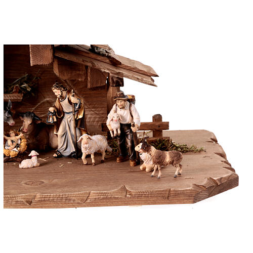 Szopka bożonarodzeniowa, zestaw 15 figurek, drewno malowane, 9,5 cm Mahlknecht, Val Gardena 4