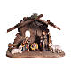 Tyrol stable for Holy Family set 7 pieces painted wood 9.5 cm Mahlknecht Val Gardena s1