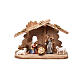 Tyrol stable for Holy Family, set of 7, painted wood, Mahlknecht Nativity Scene of 12 cm, Val Gardena s1