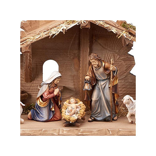 Tyrol stable for Holy Family 7 pcs 12 cm painted wood Mahlknecht Val Gardena 2