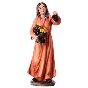 Pastora con cesta de fruta belén h 15 cm
