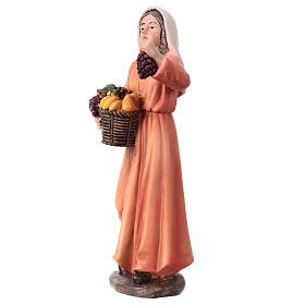 Shepherdess with fruit basket, nativity scene h 15 cm