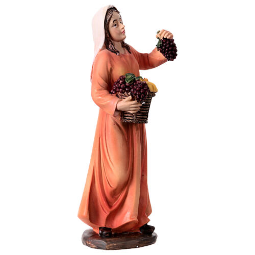 Shepherdess with fruit basket, nativity scene h 15 cm 3
