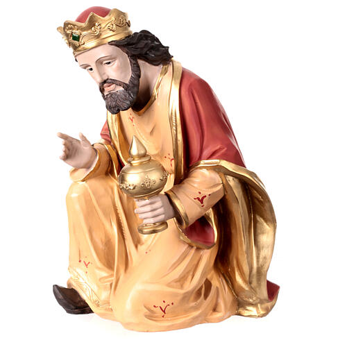 STOCK, König kniend, Krippenfigur, Resin, für 50 cm Krippe 3