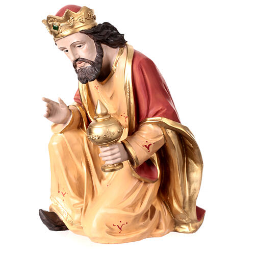 STOCK Figurine of Wise Man on his knees for resin Nativity Scene of 50 cm 3