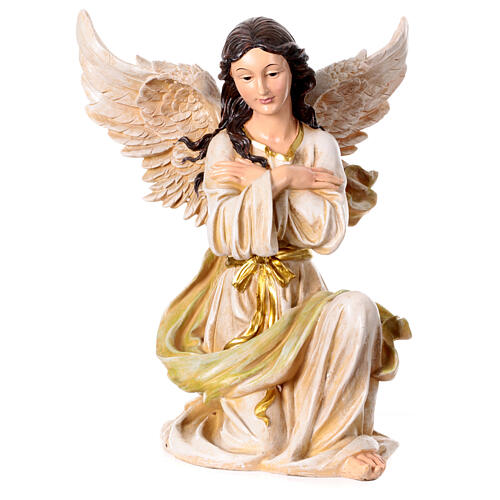 Statue ange priant à genoux blanc résine message divin - Escale Sensorielle