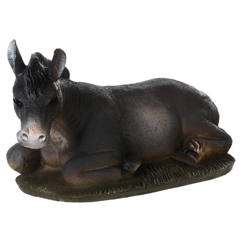 STOCK, Esel liegend, kalte Töne, Tierfigur für Krippe, Resin, für 50 cm Krippe 2