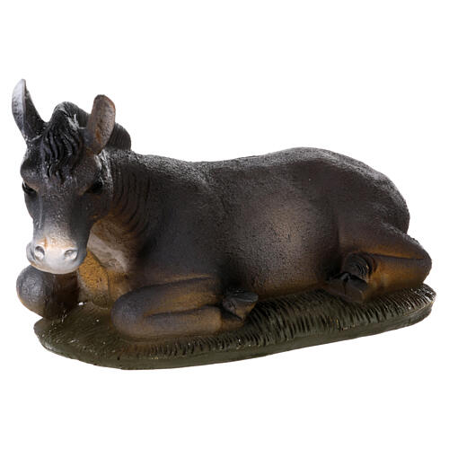 STOCK, Esel liegend, warme Töne, Tierfigur für Krippe, Resin, für 50 cm Krippe 2