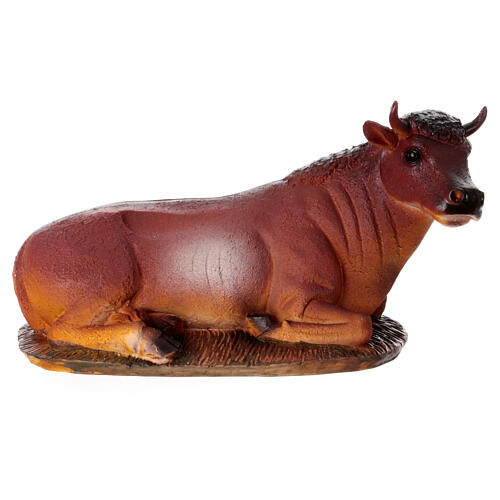 STOCK, Ochse liegend, warme Töne, Tierfigur für Krippe, Resin, für 50 cm Krippe 1