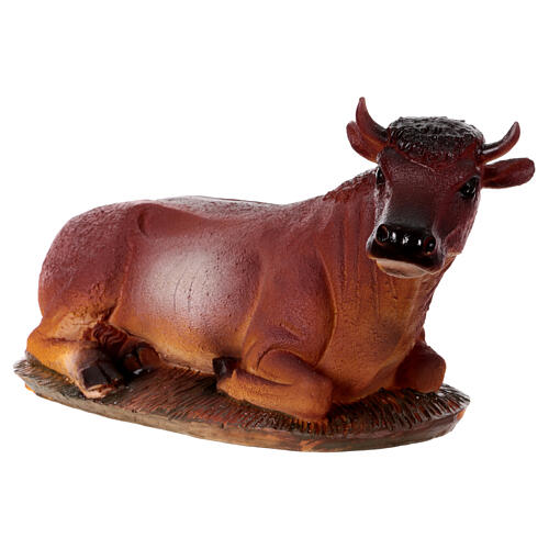 STOCK, Ochse liegend, warme Töne, Tierfigur für Krippe, Resin, für 50 cm Krippe 2