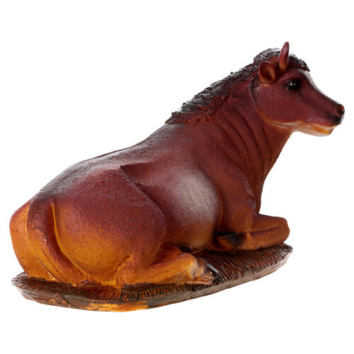 STOCK Boeuf assis en résine pour crèche de 50 cm 3