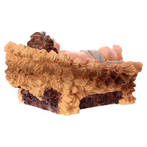 STOCK Gesù bambino a braccia aperte su culla resina presepe 50 cm 4