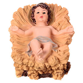 STOCK Menino Jesus de braços abertos no berço resina presépio 50 cm