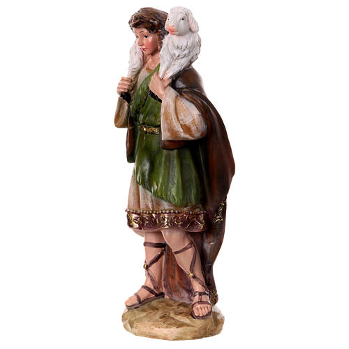 STOCK Berger avec mouton sur épaules pour crèche de 30 cm résine 2
