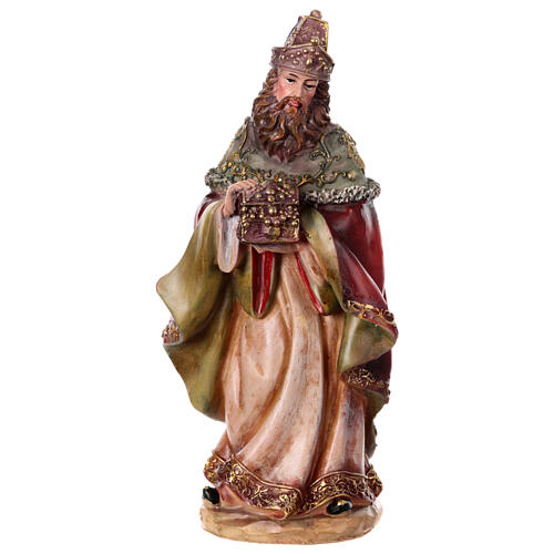 STOCK, Heiliger König mit rotem Mantel, Krippenfigur, Resin, für 31 cm Krippe 1