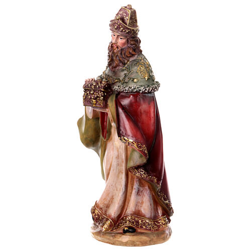 STOCK, Heiliger König mit rotem Mantel, Krippenfigur, Resin, für 31 cm Krippe 2