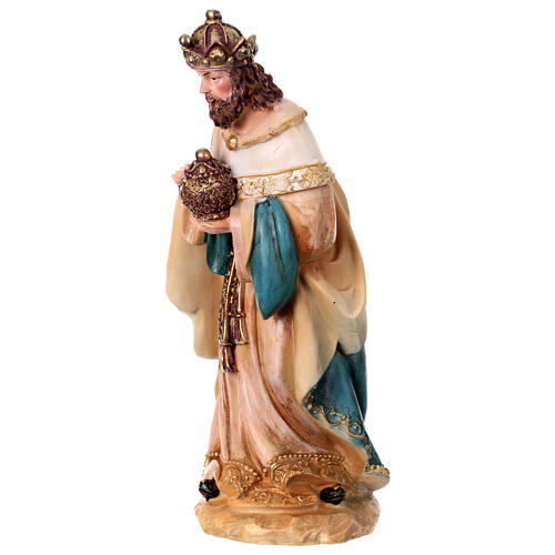 STOCK, Heiliger König mit blauem Mantel, Krippenfigur, Resin, für 31 cm Krippe 2