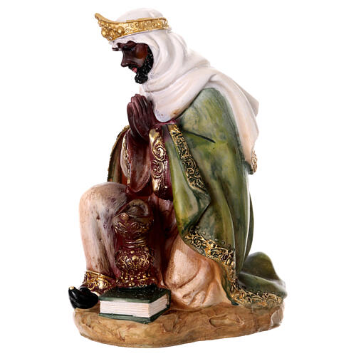 STOCK, Heiliger König mit grünem Mantel, Krippenfigur, Resin, für 31 cm Krippe 2